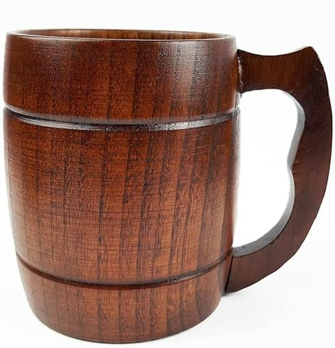 Personalisieren Sie Bierkrüge aus Edelstahl mit Innenfutter, Trinkgefäße, isolierte Thermosbecher, Holz mit Griff, for Trinken von Kaffee, Tee, Weithalskrug, Bier, 350 ml, Bar-Trinkgeschirr, Geschenk