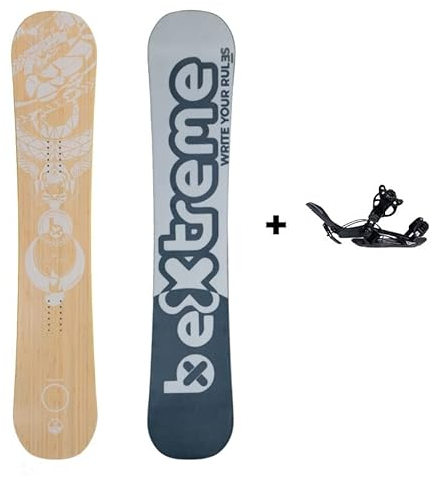 BEXTREME Tabla Snowboard Vocatus 151cm con Fijaciones SP Private. Snow Freeride Freestyle Camber Plano All Mountain Style Ecologico Bambu y Madera para Hombre y Mujer (Fijaciones SP Private S)