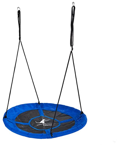 KANGUI - Balançoire Ronde nid d'oiseau Rond Ø100cm - Bleu - Charge 150kg Maxi