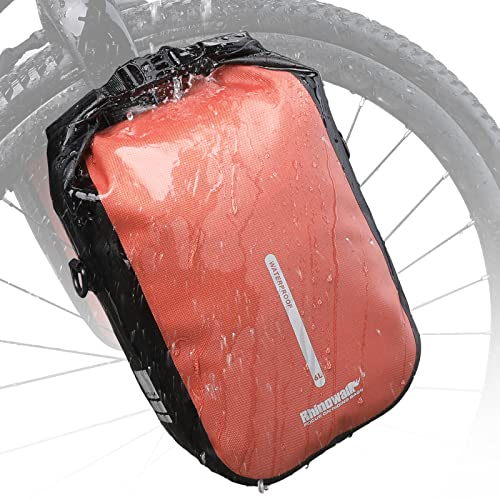 Rhinowalk Fahrradtasche Vorderradgabel 6L Wasserdicht Vorderradgabel Tasche Schultertasche Schnellverschluss Fahrradzubehör für E-Scooter/Fahrrad, Orange RW406