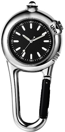 JewelryWe Taschenuhr mit Karabiner Befestigung Leuchtendes Gesicht Analog Quarz Uhr für Ärzte Krankenschwestern Sanitäter Köche