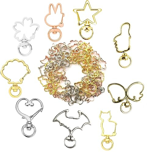 81 Stück Feder-Schlüsselanhänger-Clip, drehbarer Karabinerverschluss, Metall-Drehclip, Karabinerhaken, Basteln, DIY-Taschen-Schlüsselanhänger