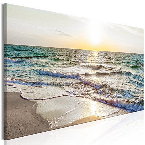 murando - Akustikbild Meer Strand Bilder Akustikschaum Hochleistungsschallabsorber Schallschutz Leinwand 1 tlg Wandbild Raumakustik Schalldämmung Sonnenuntergang c-B-0389-b-b