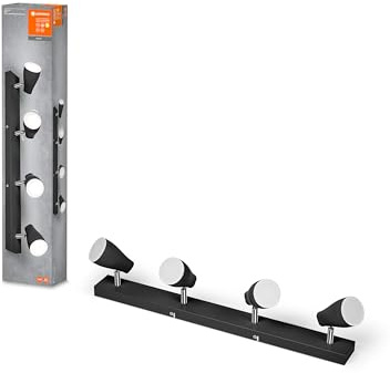 LEDVANCE LED SPOT PEAR Spotlight GU10, schwarz, 4X4,3W, 1400lm, 614mm, warmweiße Lichtfarbe, ausrichtbare Leuchtenköpfe, einfache Montage, Kombination mit smarten GU10-Lampen möglich, IP 20, 2700K