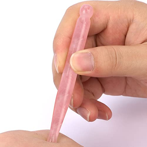 ideayard Jade Gua Sha Pen Kratzen Massage Wand Werkzeug Akupunktur Stift Therapie Stick Point Behandlung (Rosenquarz-Rosa)