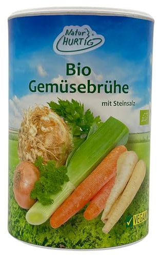 Natur Hurtig Bio Gemüsebrühe 275 g | Ohne Zusatzstoffe, ohne Glutamat, ohne Hefe | Vegan, mit natürlichem Steinsalz verfeinert