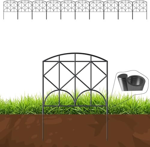 10 pannelli di recinzione in metallo da 4 m, bordi decorativi da giardino, combinazione di forme, per giardino, cortile, patio, ecc.