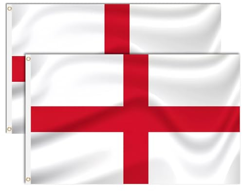 Brelet 2-Piece St Georges Cross Flag 5x3ft With Eyelets - Bright Colours for Euros Football Decorations