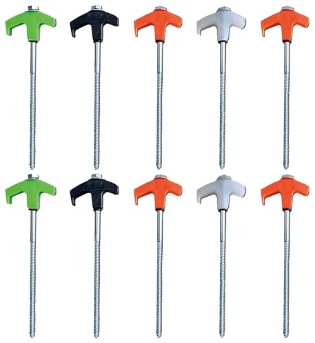 Schrauben | Zeltheringe zum Einschrauben | robuste Zeltheringe zum Einschrauben, 20,3 cm Zeltheringe, Zeltheringe, zum Bohren in Zeltheringen für Camping, Terrasse, Garten, Vordächer, Grasland, 10