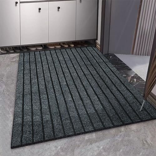 Swsen Schmutzfangmatte - Rutschfester Fußmatte für Haustür Innen und Außen - Waschbarer Schuhmatte mit äußerst Starker Schmutz und Feuchtigkeitsaufnahme, Grau, 80x200cm
