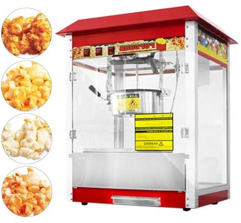 JJENXYYDS Large Popcorn Machine,8 Oz Kettle, 1400 W Countertop Popcorn Maker,Vintage Movie Theater Commercial Popcorn Machine for Professional Concessionaires Requiring Commercial Quality