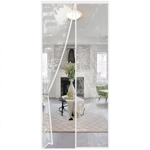 Transparent Magnetic Thermal Insulated Door Curtain,Cold Protection and Heat Protection in Winter, Ideal for Using Air Conditioners in Summer, Easy Adhesive (90x200cm)