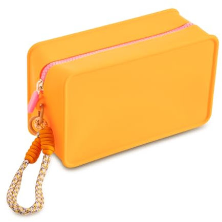 Myhozee Kosmetiktasche Klein Silikon - wasserdichte Schminktasche Damen Make up Tasche Cosmetic Bag mit Griff Makeup Bag Pinseltasche Beauty Bag für Frauen/Damen Reisen Schule Schwimmbad