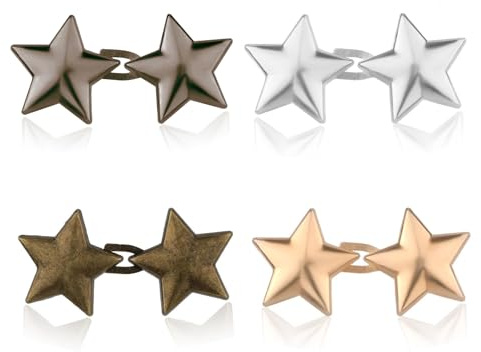 4 Pairs Stars Jean Buttons, Button Extender Tightener No Sewing Required Removable Tighten Waist Buttons Extender Waist Expanders (4 Colors)