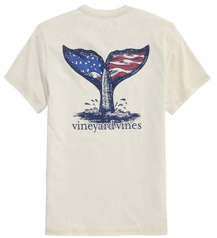 vineyard vines Men's Whale Tail Scene Short-Sleeve Dunes Tee, Stone Heather, Medium