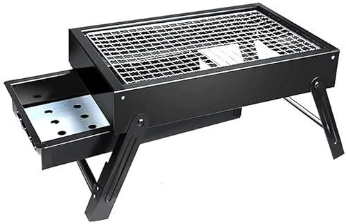 Barbecue portatile in acciaio inox a carbonella, per campeggio all'aperto, barbecue da tavolo di alta qualità, con design estraibile
