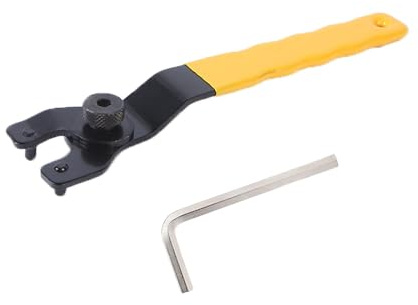 Adjustable Angle Grinder Spanner, Universal Angle Grinder Spanner Key Adjustable Pin Wrench with L-Shape Hex Key (Yellow)