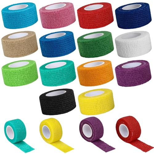 14 Rollen Selbstklebender Verband, 2.5cm x 4.5m Hund Vet Wrap, Elastische Binde, Selbsthaftende Bandage Elastischer Verband Klebeverband für Vet Wrap Pet Katze, Knöchel, Handgelenk, Sportler