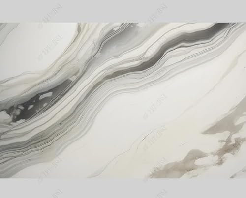 MZOwallpaper Papier Peint Intissé Marbrage Blanc Poster Tableaux Muraux Tapisserie Photo Trompe L'Oeil Salon Chambre Art Mural 400Cm(L) X280Cm(H)