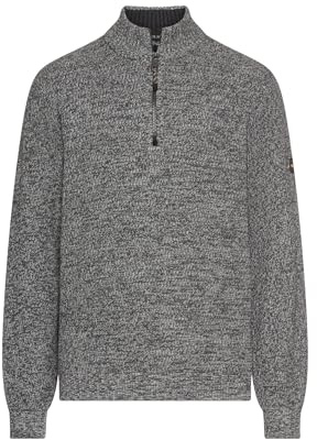 camel active Men's Knitted Troyer with Mottled Structure, black, XX-Large