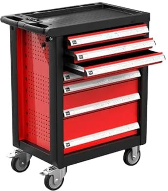 Tool Chest with Drawers Lockable Rolling Tool Box with Wheels Toolbox Organizer for Garage Warehouse Workshop Workshop Trolley for Small and Large Tools - Removable Swivel Wheels with Brakes(6 Floors)