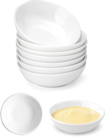 FDCGAS Ciotoline per Aperitivo,Ciotole per Salsa di Soia, Ciotole per Spezie Bianco Ciotola per Snack, Sushi Soy Dipping Ciotola,Mini Ciotole da Salsa per Condimenti,Salse,Antipasti,7.5x2 cm(8 Pezzi)