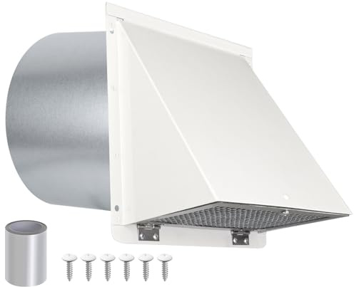 12 Inch Hooded Wall Vent with Screen and Damper,Outdoor Wall Exhaust Cover Cap Dryer Vent Cover for Duct HVAC Dryer AC Range Hood Exterior Cooling Ventilation and Outside Air Exhaust,Galvanized Steel
