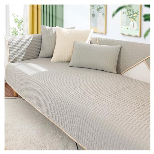 FYFWPA Sofa Überzug Sommer Sofabezug Weiche: Eisseide rutschfest Sofaschoner Atmungsaktive 1/2/3/4 Sitzer Couch Überzug Kühlende Sofaüberwürfe für U Form L Form Sektionssofa(Light Gray,90 * 160cm)