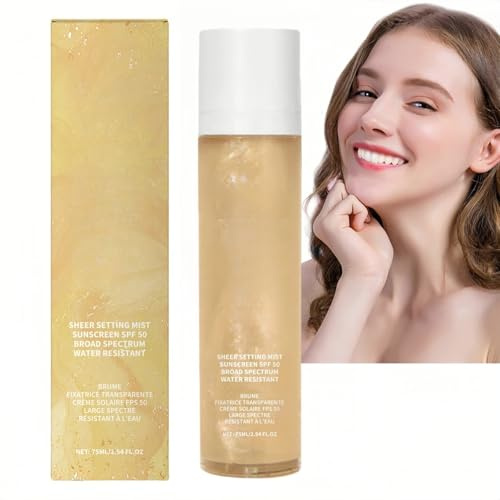 Sheer Setting Mist Sunscreen Spf 50,Broad Spectrum Shimmering Body Oil Spray,Hydrating Makeup-Friendly Glow Spray,Makeup Setting Mist,Sheer Body M-ist Sunscreen,Shimmering B-ody Oil M-ist,Face Mi-st