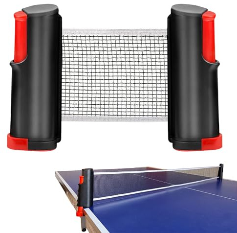 BASTOUR Ausziehbares Tragbares Tischtennisnetz Tischtennisnetz für Jeden Tisch Tragbar Ping Pong Ersatznetz Tischtennisnetz Outdoor & Indoor, Verstellbare Länge, Maximale Länge 165cm