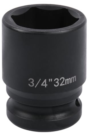 Uxney Casquillo de Impacto 3/4 32mm 6 Caras, Acero Cr-Mo, Corto para Llave de Impacto, Ideal para Talleres Mecánicos