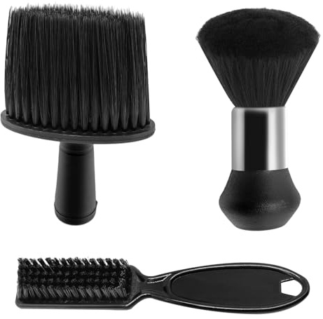 Juego de 3 cepillos de peluquería profesionales - Escobilla de cuello, cepillo de barba suave y accesorios para peluquería | Limpieza de cabello para hombre y cuello