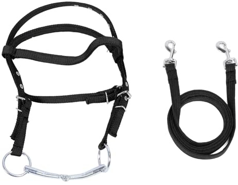 Rindad de Ruta de Brida de Caballo, Nylon Ajustable de Nylon Cabezal Puente de Brida Puta rindad ecológica con Hebilla de Acero Inoxidable para Montar en Sendero (Negro S)