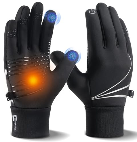PULIOU Winter Thermal Gloves Men Women, Running Cycling Gloves,Warm Touch Screen Windproof Non-slip Black