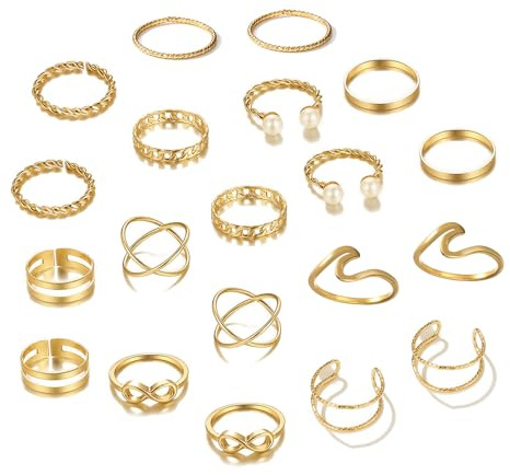 FOSLXIN Frauen Gold Ringe Ring Set Gold Damen | Knuckle Rings Set Boho Ringe Stapelbare Fingerringe Stapelringe Damen