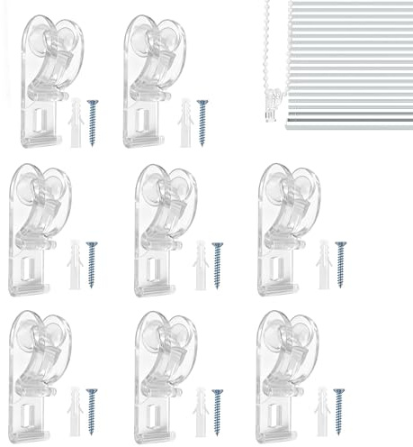 8Sets Roman Blind P Clip, Clear Blind Cord Safety Device, Child Safety Roller Blinds Clips with 8 Screws & 8 Plastic Pillars, Roman Blind Clips for Vertical Roman Roller Blinds Ball Chain Cord Control