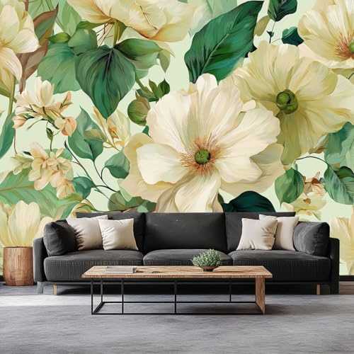 Generico Art Carta Da Parati Fotomurale Fiori Elegante Acquerello Fiori Fotomurali Camera Da Letto Ufficio Soggiorno Decorazione Muro Murales 250 x 175 cm Vello Carta da parati