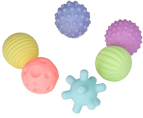 Dioche Sensorisk Boll 6 St Baby Textured Sensory Ball Set - Flerfärgad Mjuk Elastisk Klämleksak för Spädbarn och Småbarn - Perfekt för Hemmalek och Förälder-barn-interaktion (Varm färg)