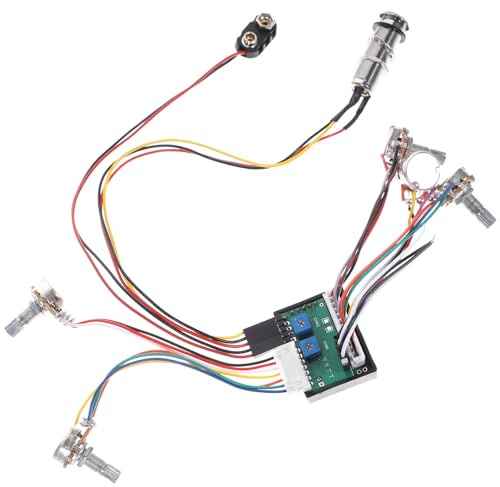 Homoyoyo 3-band Equalizer Vorverstärker Schaltung für E-gitarre und Bass mit Master Volume und Aktiven Bass Reglern Silbernes Kunststoff und Metallgehäuse Verkabelung