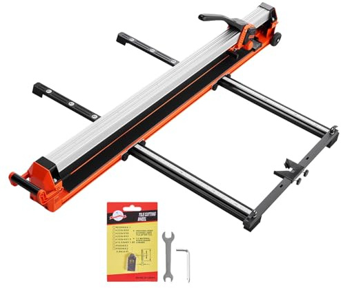 VEVOR 47.2-Inch Manual Tile Cutter, Upgraded Rail and Sliding Head, Precision Alignment Guide, Tungsten Carbide Cutting Wheel, Support Legs with Swivel Wheels, for DIY Pros, Ceramic, Floor, Wall Tiles
