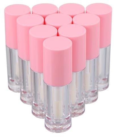 MALUGOGO 10 botellas de aceite de labios para brillo labial, tubos de brillo de labios de 6 ml, recipientes portátiles ligeros para cosméticos ABS con cabezal de cepillo para viajes de negocios