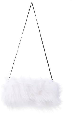 CHICAMPERA Women's Faux Fur Hand Muffs White Lightweight Washable Winter Hand Warmer Muff with Lanyard Faux Fur for Cold Weather