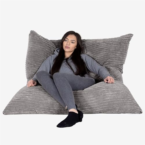 Lounge Pug - CORD - EXTRA Large Bean Bag Floor Cushion - XXL Beanbag - GRAPHITE GREY