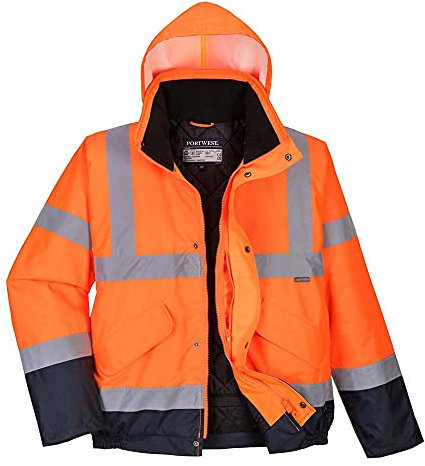 Portwest S266ONRM Bomber Bicolore ad Alta Visibilità, Arancio/Blu Navi, M