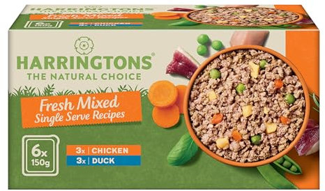 Harringtons Complete Wet Tray Grain Free Hypoallergenic Adult Dog Food Mixed Pack 6x150g - Chicken & Duck - Made with All Natural Ingredients