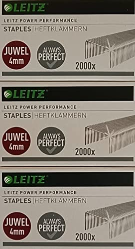Leitz Heftklammern Juwel, verzinkt 6000 Stück (3 Packungen / 4 mm)
