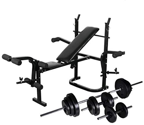 Festnight Gimnasios en Casa - Banco Musculación Multifunción Ajustable Plegable con Soporte Pesas, Pesas y Mancuernas 30,5 kg