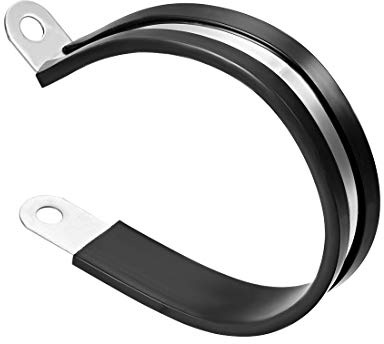 UXCELL 2-1/2 (63mm) Stainless Steel Rubber Cushioned Insulated R Shape Metal Clamp - 10 Pcs