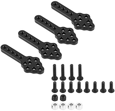 Keenso 4 Pezzi/Set Piastra di Montaggio Ammortizzatore, RC Auto Ammortizzatore Piastra di Montaggio Altezza Regolabile per 1/10 Crawler Supporto Ammortizzatore(Nero)