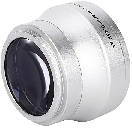 Akozon Kameraobjektive Weitwinkelobjektiv 0,45X Silber Optisches Glas Kamera Weitwinkel Vergrößerung Zusatzlinse für 37mm Kamera Objektive